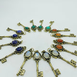 4 Types Gem Key Pendant Wholesale Charoite Sunstone Malachite Moonstone -Wholesale Crystals