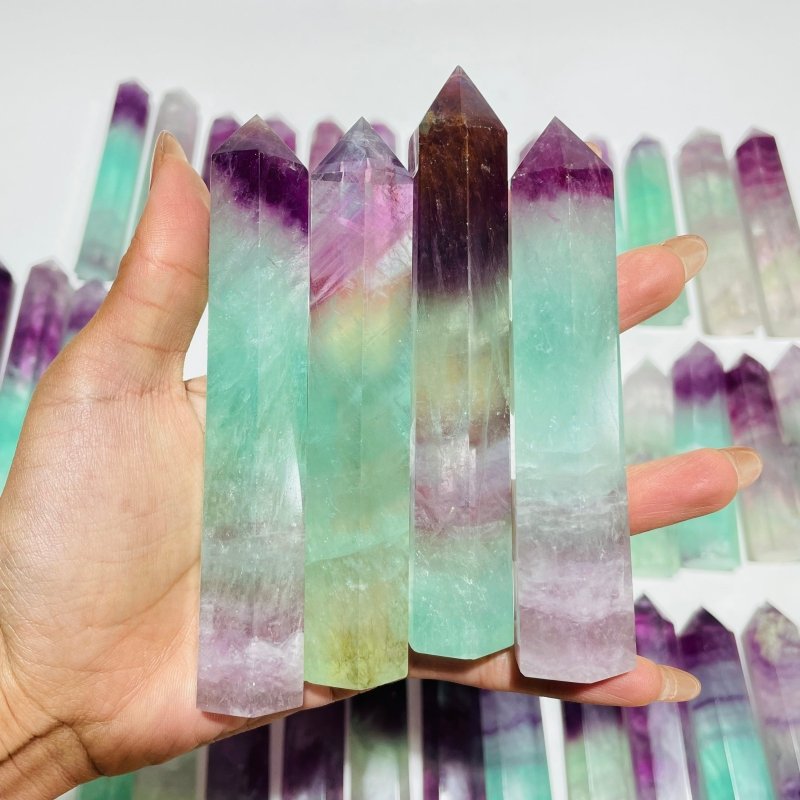 47 Pieces 4.3 - 7inch Watermelon Colourful Fluorite Tower Points - Wholesale Crystals