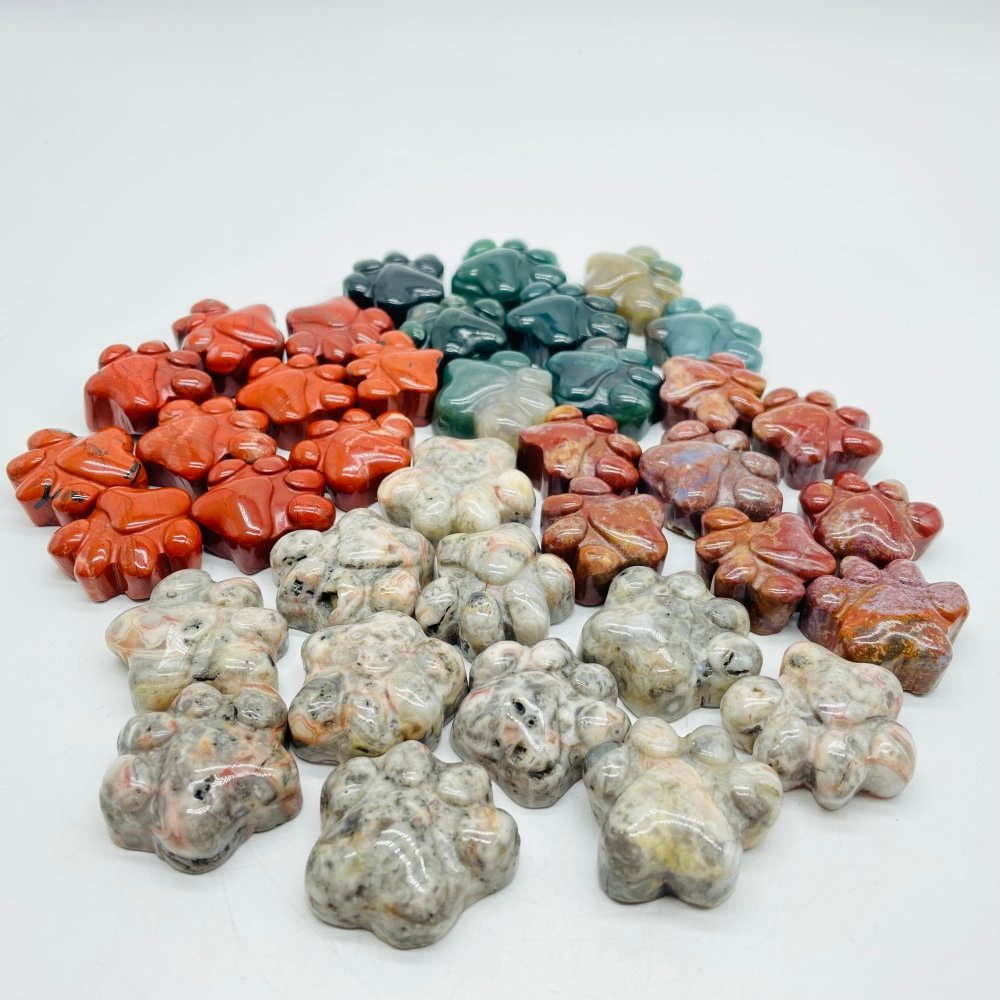 4Types Cat Paws Moss Agate&Red Jasper Carving Wholesale -Wholesale Crystals