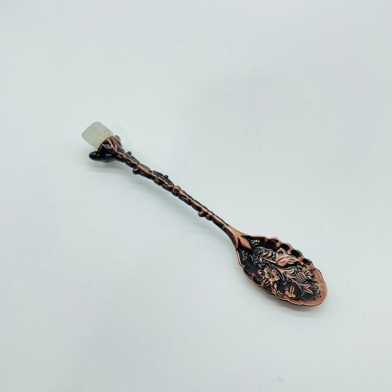 5 Colors Coffee Spoon With Raw Sri Lanka Moonstone Stone Wholesale - Wholesale Crystals