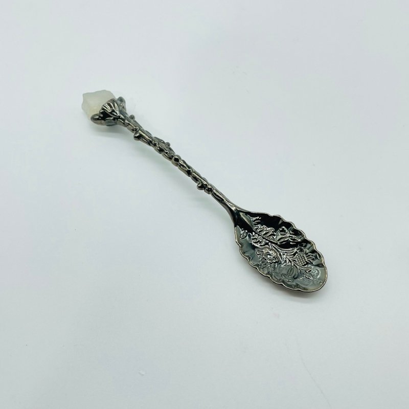 5 Colors Coffee Spoon With Raw Sri Lanka Moonstone Stone Wholesale - Wholesale Crystals