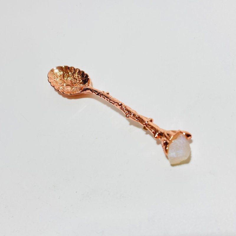 5 Colors Coffee Spoon With Raw Sri Lanka Moonstone Stone Wholesale - Wholesale Crystals