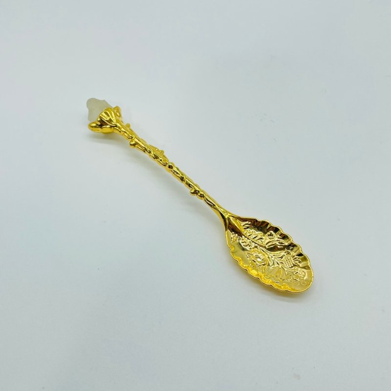 5 Colors Coffee Spoon With Raw Sri Lanka Moonstone Stone Wholesale - Wholesale Crystals