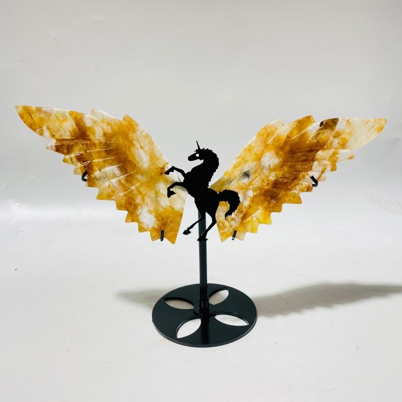 5 Pairs Fire Quartz Pegasus Wing Carving With Stand - Wholesale Crystals