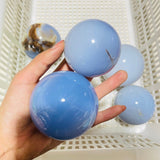 5 Pieces Blue Chalcedony Spheres -Wholesale Crystals