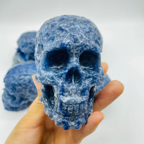 5 Pieces Blue Dot Stone large Skull Carving -Wholesale Crystals