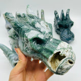 5 Pieces High Quality Geode Moss Agate Dragon Head Carving -Wholesale Crystals