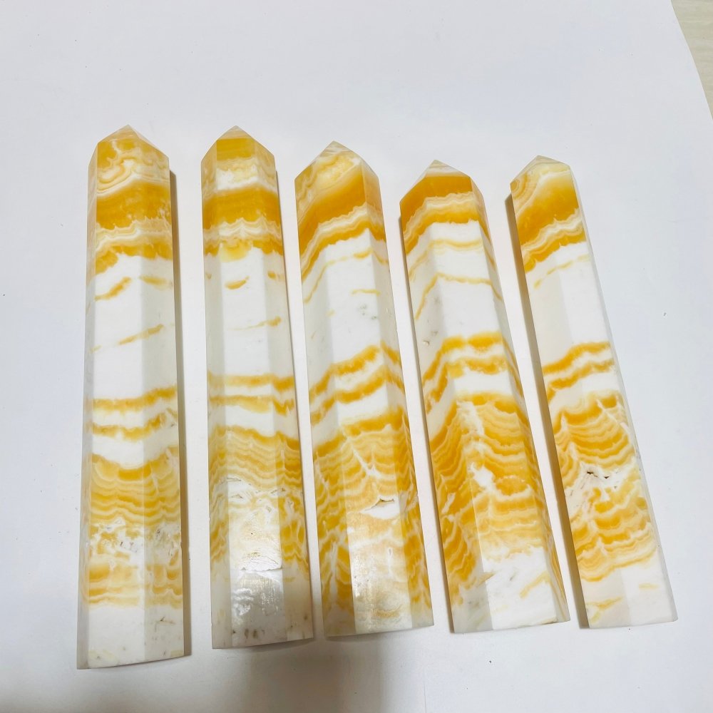 5 Pieces Large Yellow Calcite Tower Point -Wholesale Crystals
