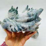 5 Pieces Moss Agate Dragon Head Carving -Wholesale Crystals