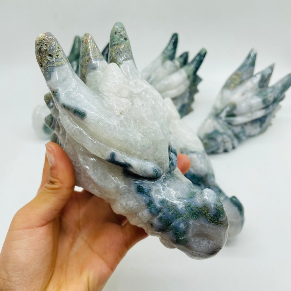 5 Pieces Moss Agate Dragon Head Carving -Wholesale Crystals