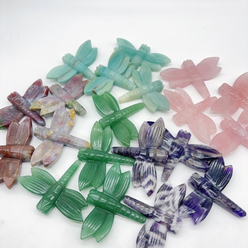 5 Types Dragonfly Crystal Carving Wholesale Caribbean Calcite Rose Quartz -Wholesale Crystals