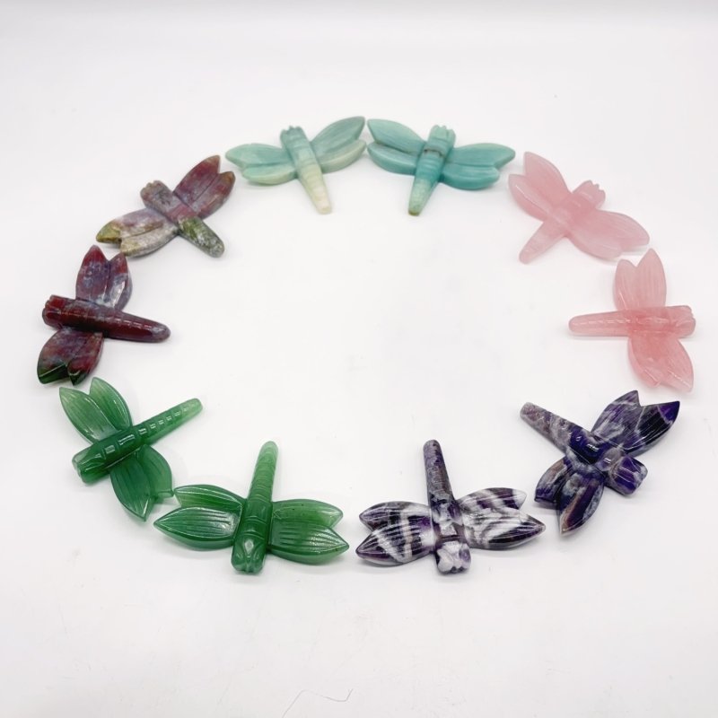5 Types Dragonfly Crystal Carving Wholesale Caribbean Calcite Rose Quartz -Wholesale Crystals