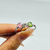 50 Pieces Colorful Tourmaline Different Styles Sterling Silver Ring - Wholesale Crystals