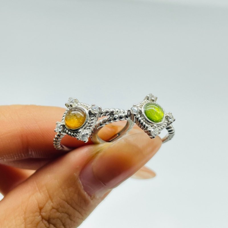 50 Pieces Colorful Tourmaline Different Styles Sterling Silver Ring - Wholesale Crystals