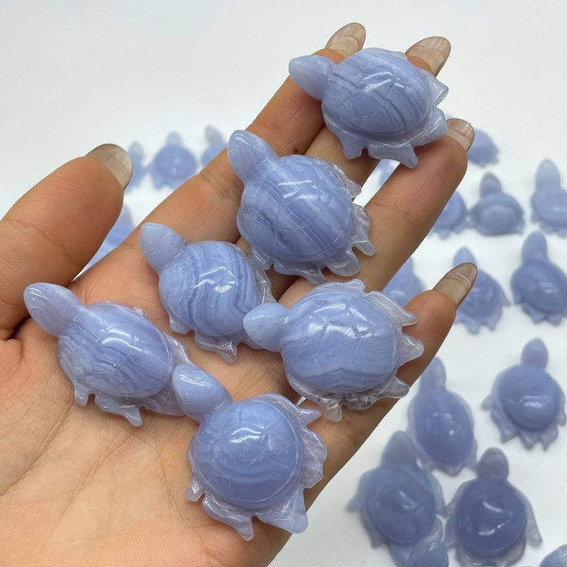 51 Pieces Blue Lace Agate Sea Turtle Carving - Wholesale Crystals