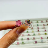 51 Pieces Colorful Tourmaline Different Styles Flower Shape Sterling Silver Ring - Wholesale Crystals