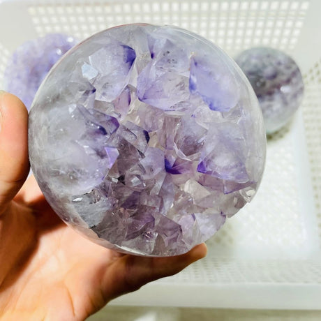 6 Pieces High Quality Amethyst Geode Spheres -Wholesale Crystals