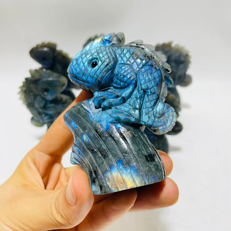 6 Pieces High Quality Labradorite Lizard Chameleon Carving -Wholesale Crystals