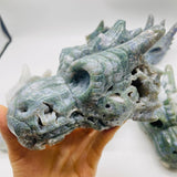 6 Pieces High Quality Moss Agate Dragon Head Carving -Wholesale Crystals