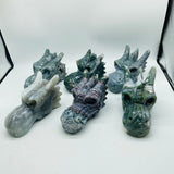 6 Pieces High Quality Moss Agate Dragon Head Carving -Wholesale Crystals