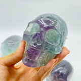 6 Pieces Large Fluorite Halloween Skull Carving -Wholesale Crystals