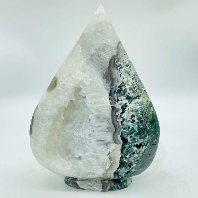 6 Pieces Large Geode Druzy Moss Agate Arrow Head - Wholesale Crystals