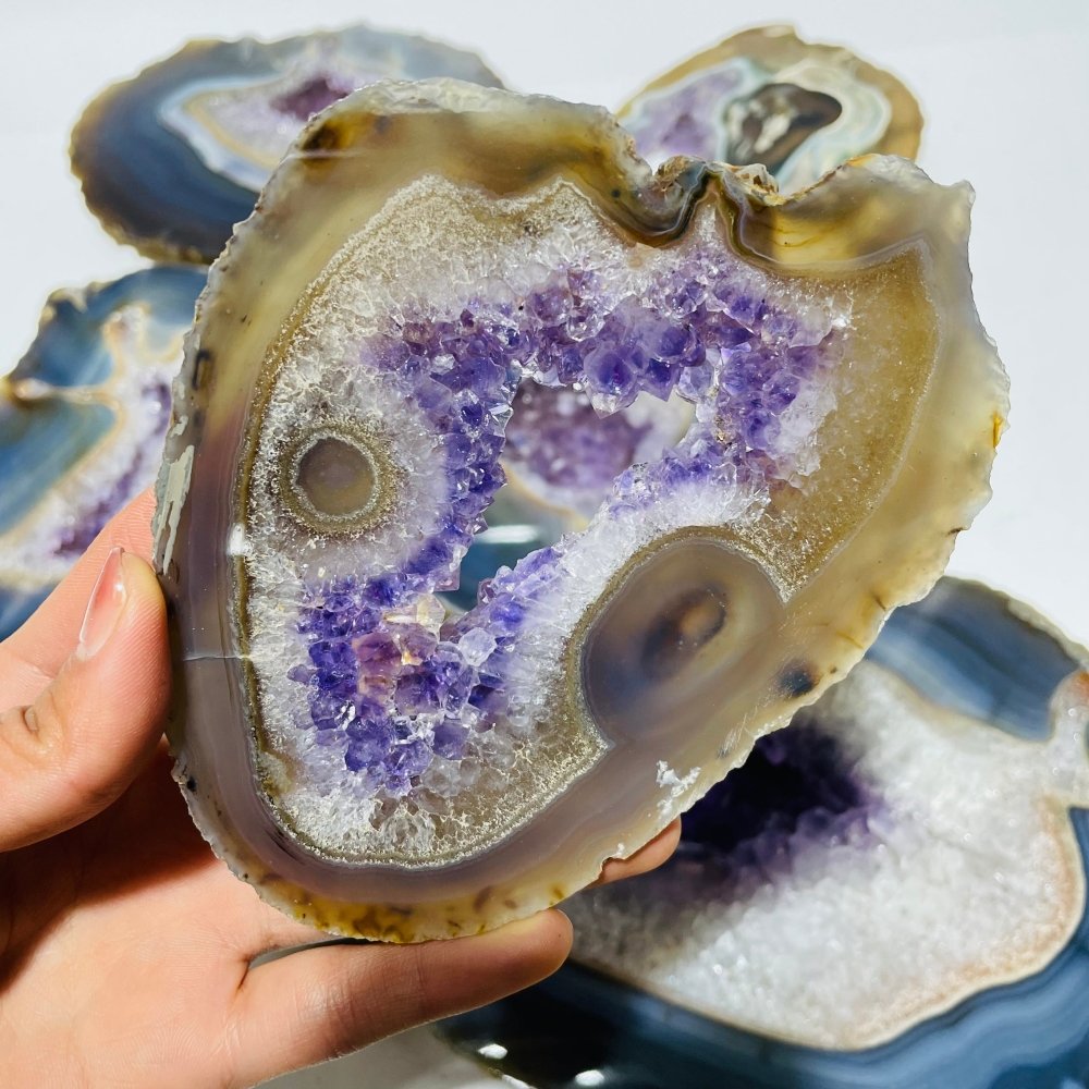 6 Pieces Large Polished Amethyst Geode Slab -Wholesale Crystals