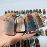 64 Pieces Black Rainbow Sun Stone With Hematite Points -Wholesale Crystals