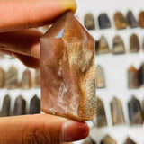 64 Pieces Black Rainbow Sun Stone With Hematite Points -Wholesale Crystals