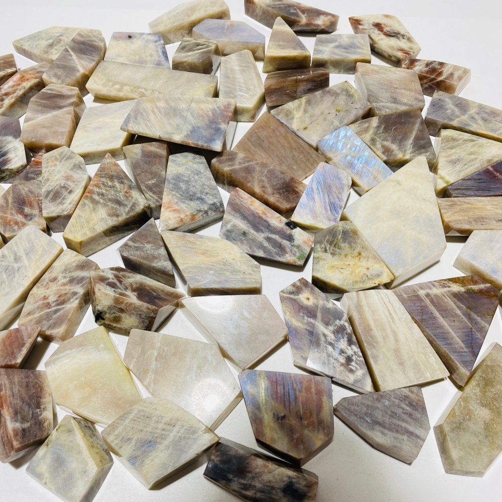 66 Pieces High Quality Blue Moonstone Mixed Sunstone Free Form -Wholesale Crystals
