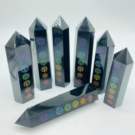 7 Chakras Obsidian Tower Points Crystal Wholesale -Wholesale Crystals