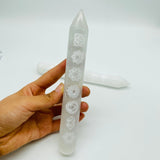 7 Chakras Selenite Massage Wands Round Wholesale -Wholesale Crystals