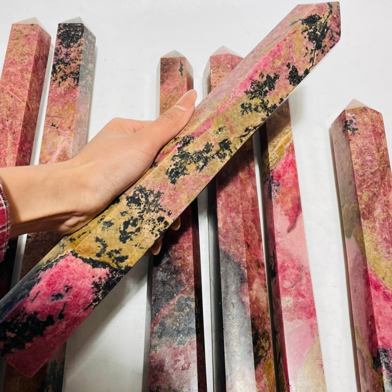 7 Pieces Beautiful Large Red Rhodonite Tower - Wholesale Crystals