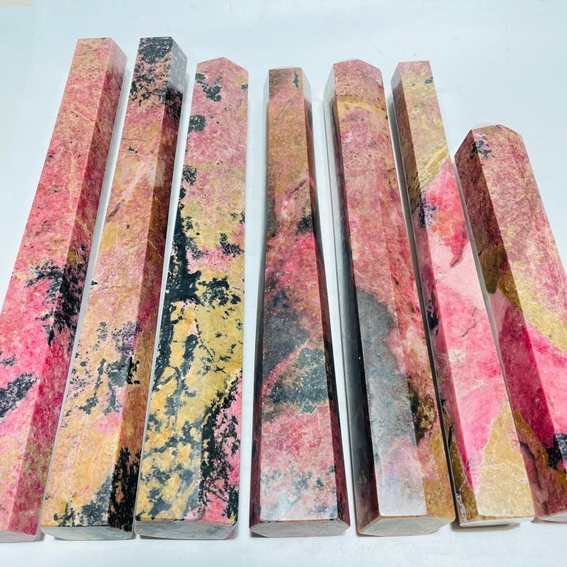 7 Pieces Beautiful Large Red Rhodonite Tower - Wholesale Crystals