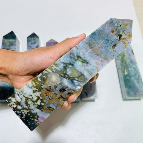 7 Pieces Large Ocean Jasper Four-Sided Tower Points -Wholesale Crystals