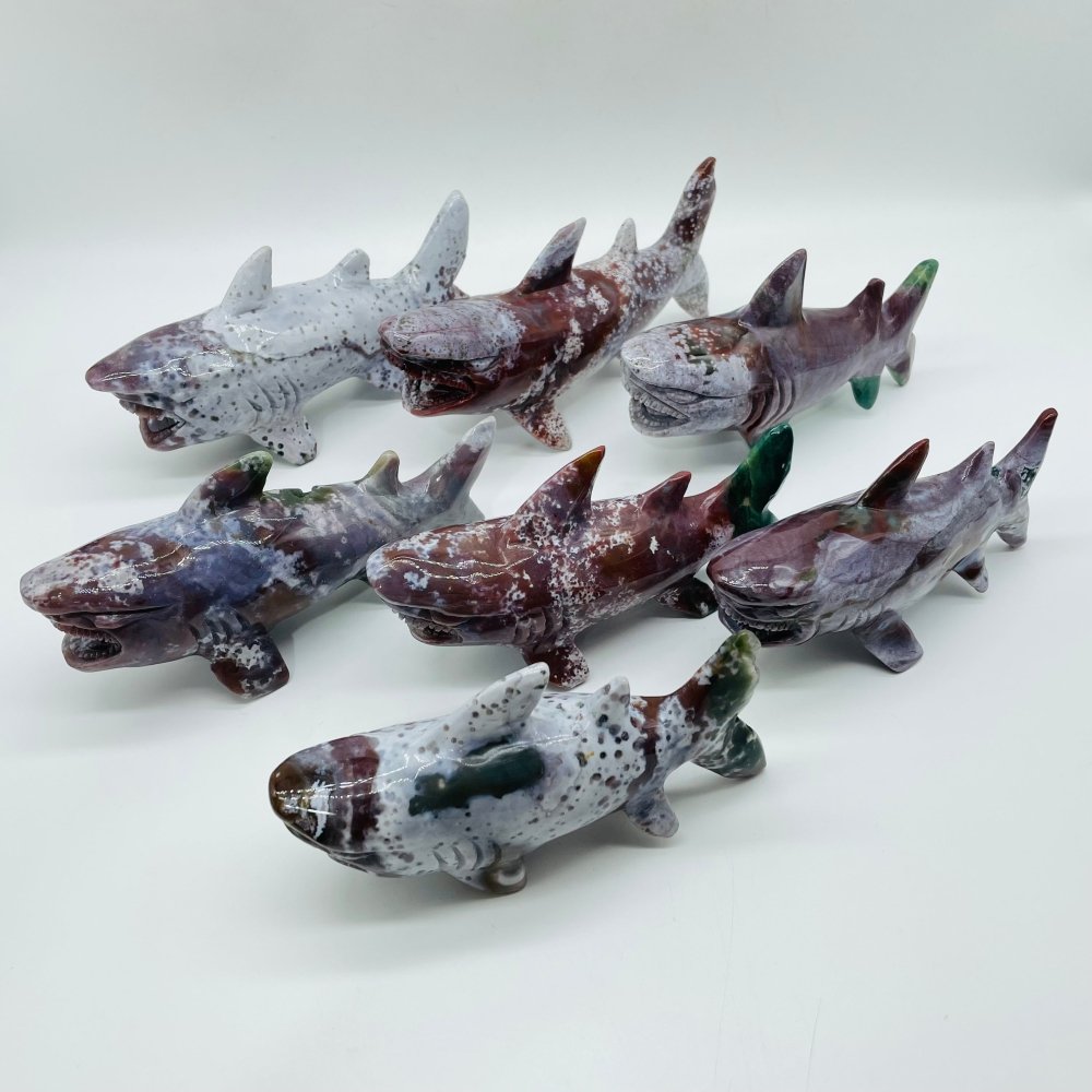 7 Pieces Ocean Jasper Shark Carving -Wholesale Crystals