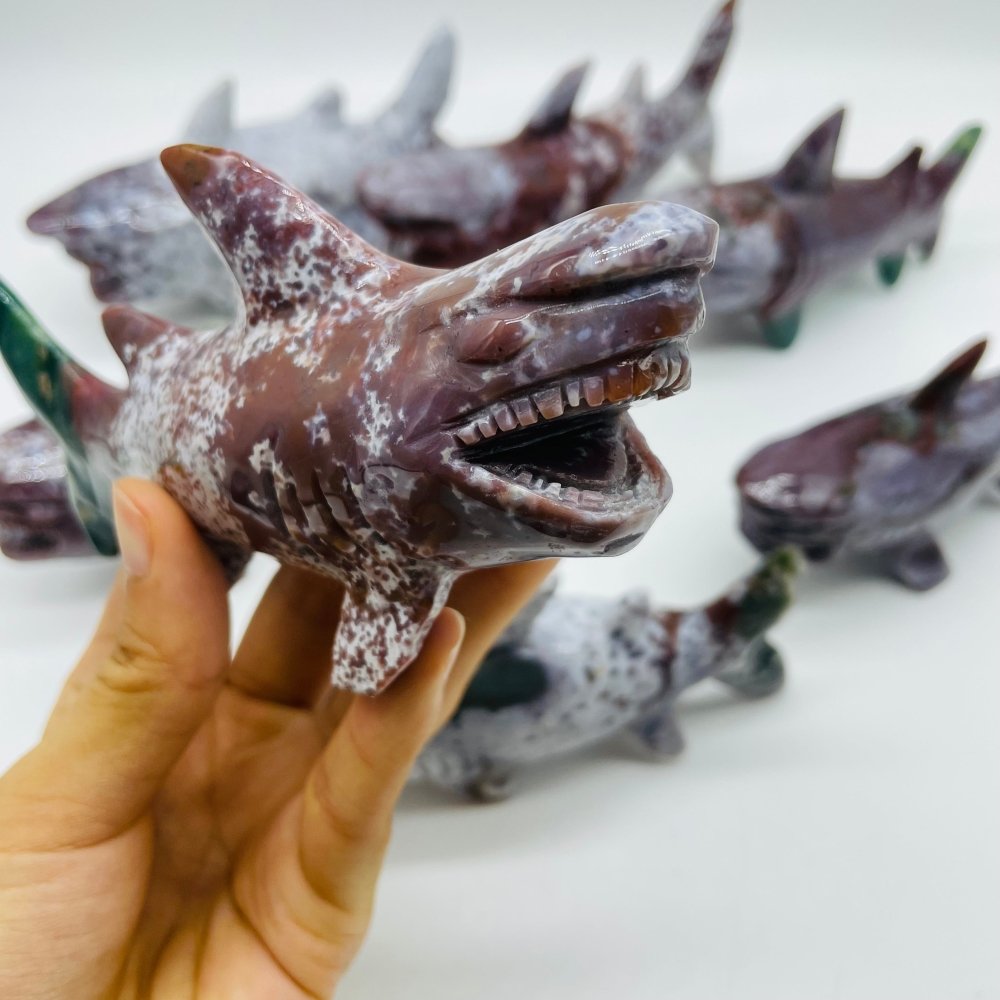 7 Pieces Ocean Jasper Shark Carving -Wholesale Crystals