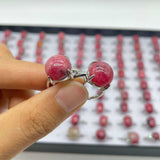 89 Pieces Pink Rhodonite Different Styles Ring -Wholesale Crystals