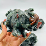 8 Pieces Africa Blood Stone Elephant Animal Carving - Wholesale Crystals