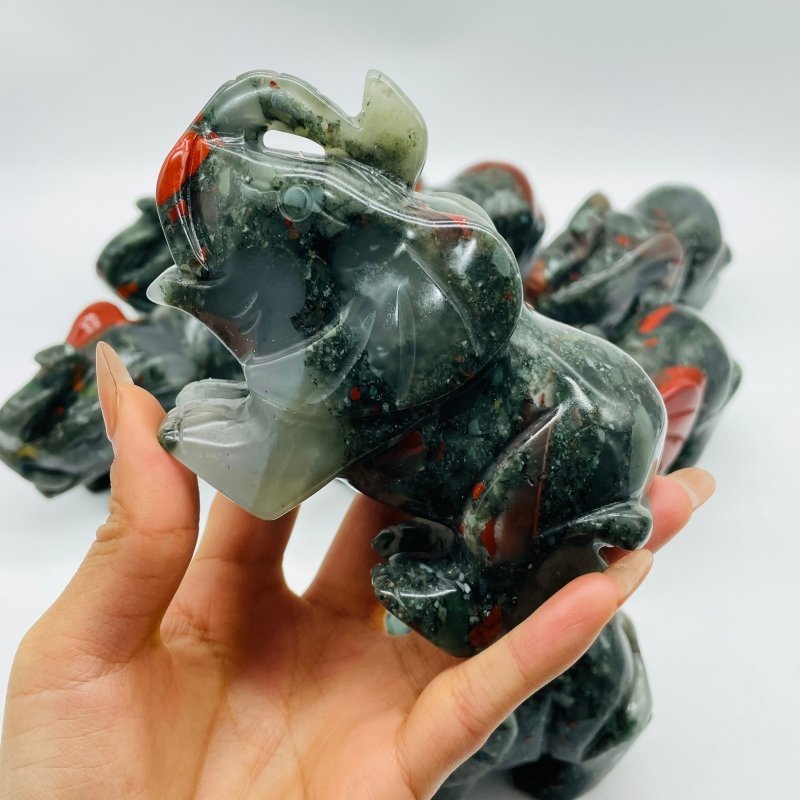 8 Pieces Africa Blood Stone Elephant Animal Carving - Wholesale Crystals