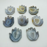 8 Pieces Geode Druzy Agate Stand Beautiful Hand Heart Carving -Wholesale Crystals