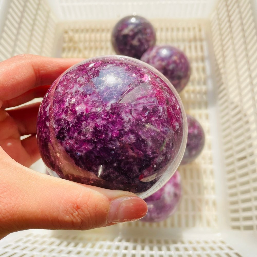 8 Pieces High Quality Spark Lepidolite Spheres -Wholesale Crystals