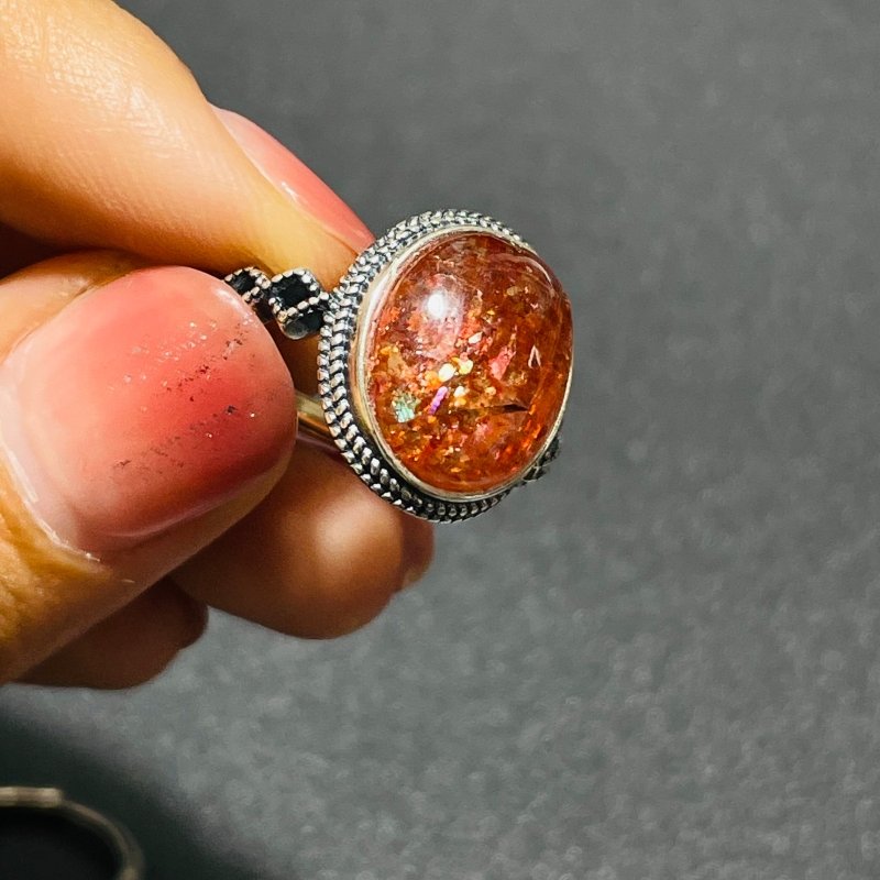 8 Pieces High Quality Sunstone Different Styles Sterling Silver Ring -Wholesale Crystals