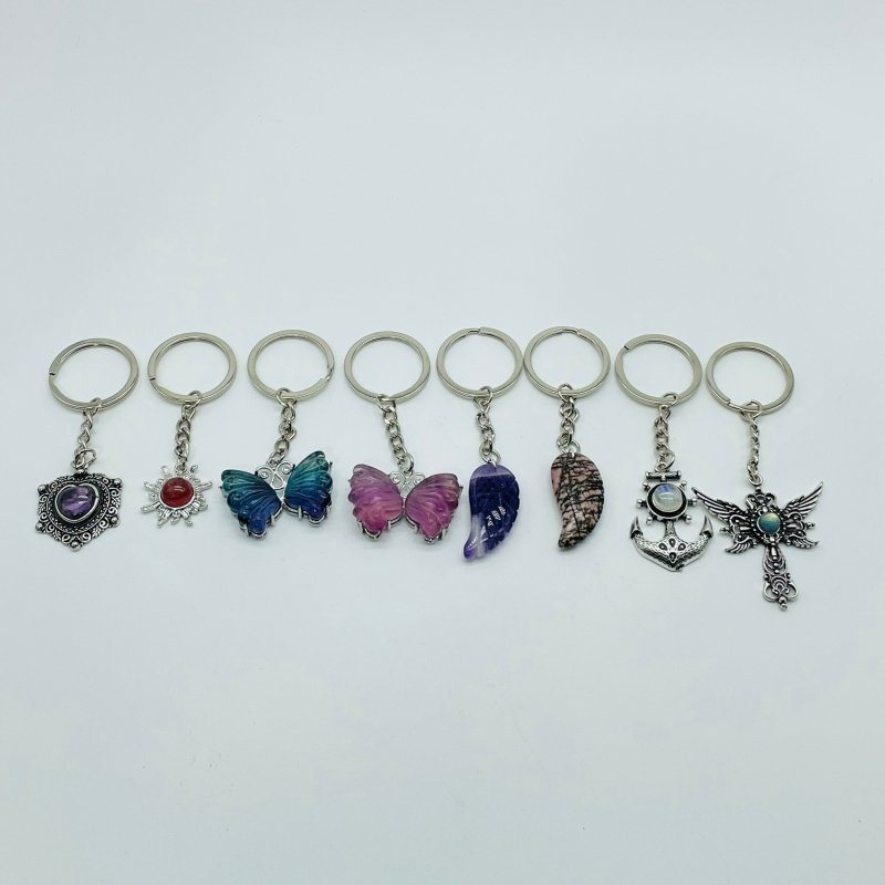 8 Types Crystal Keychain Stone Carving Wholesale Wing Heart Shape - Wholesale Crystals
