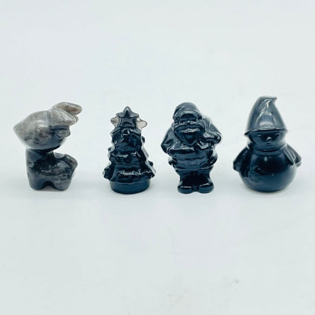 8 Types Mini Black Obsidian Christmas Carving Wholesale Apple Santa Claus Penguin - Wholesale Crystals
