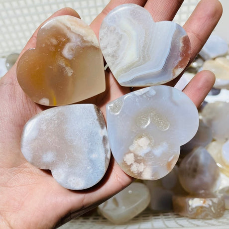 84 Pieces Sakura Flower Agate Heart -Wholesale Crystals