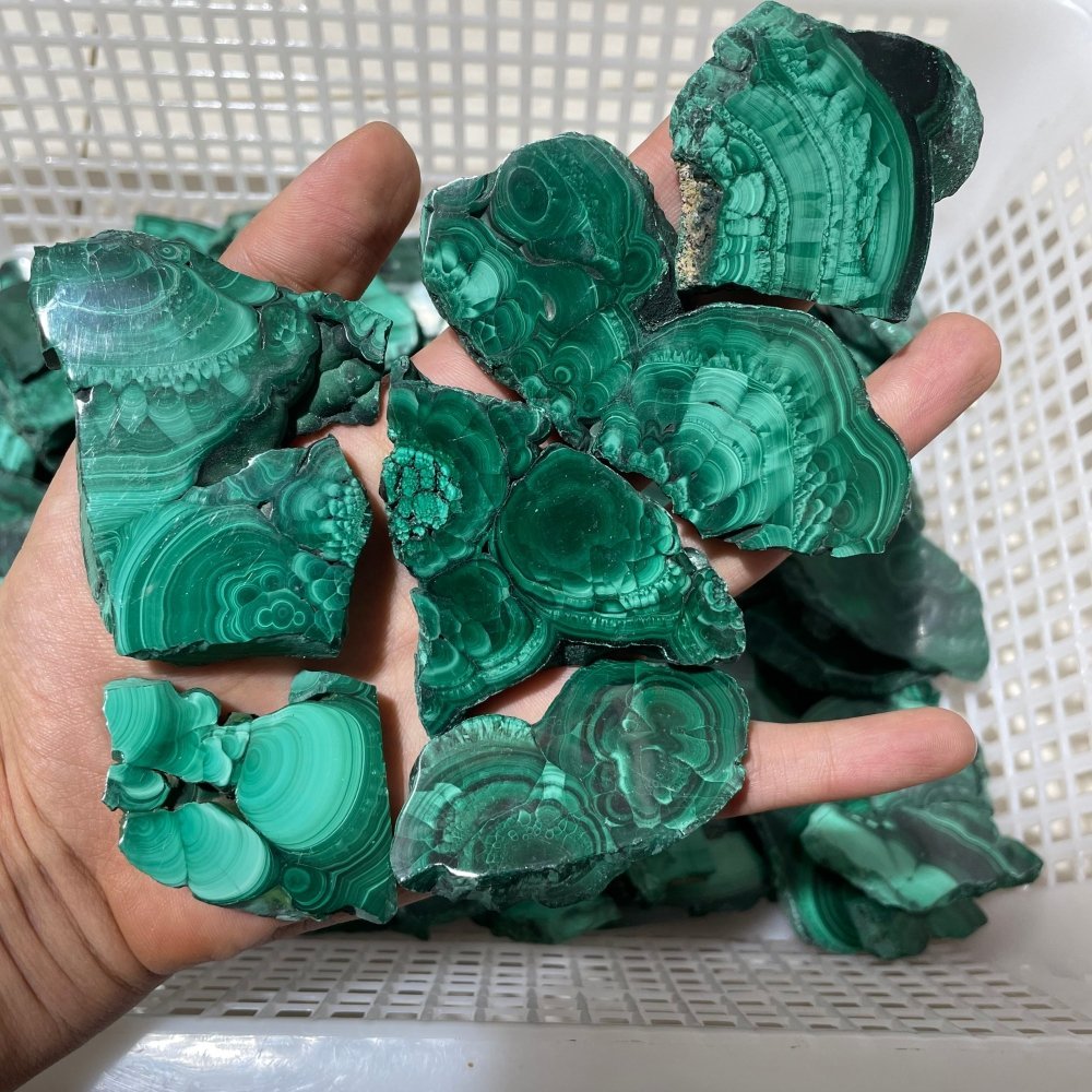 85 Pieces Small Polished Malachite Slab -Wholesale Crystals