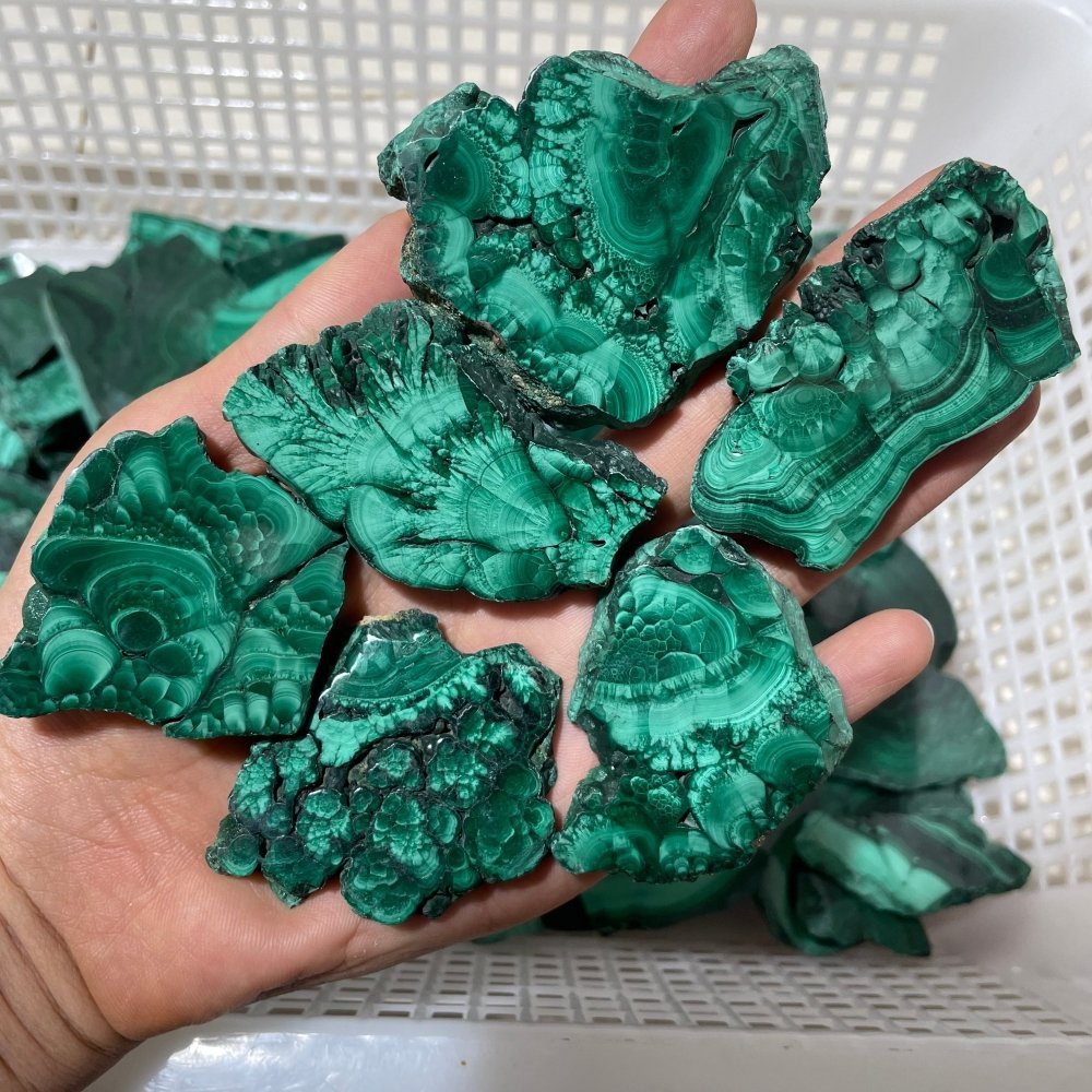 85 Pieces Small Polished Malachite Slab -Wholesale Crystals