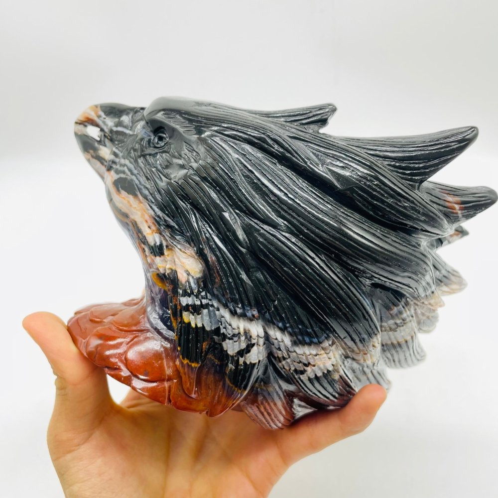 Beautiful Ocean Jasper Black Eagle Head Carving -Wholesale Crystals