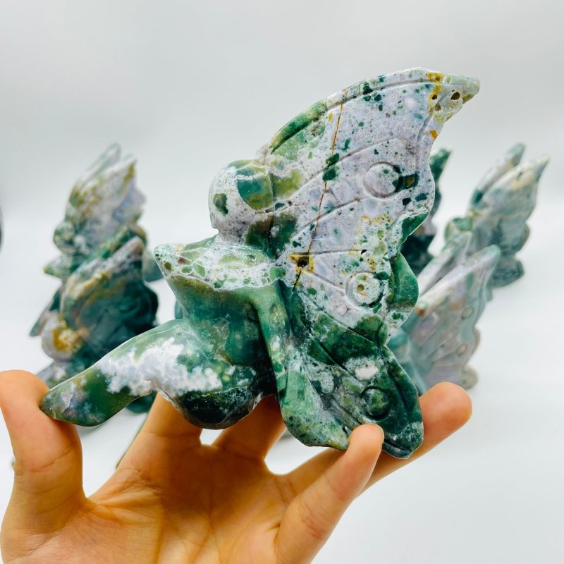 9 Pieces Beautiful Ocean Jasper Butterfly Fairy Carving -Wholesale Crystals